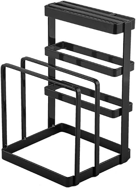 JSEIAJB Floor Type Holder Multi-function Rack Shelf Cutting Board Lid Storage Rack Iron Kitchen Utensil Holder(D)