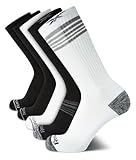 Reebok Mens Crew Socks - 5 Pack Breathable Cushioned Moisture-Wicking Athletic Performance Running Socks for Men (6-12.5), Size 6-12.5, Black/White