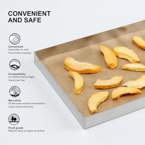 FMTYAOIU 200 PCS Medium Freeze Dryer Paper Mats, 17.25×7 in Freeze Dryer Parchment Papers Set, Fit for Medium Trays, Prevent Food Items From Sticking to Freeze Dryer Trays