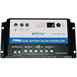 EPEVER® 20A PWM Controlador de Carga Solar 12V/24V para Regulador Solar de Carga de Doble Batería con Indicador LED para Vehículos Recreativos, Caravanas y Barcos - EPIPDB-COM-20