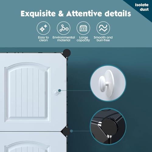 Image of Plastic Wardrobe for Clothes Storage, 8-Door Portable Collapsible Almirah & Cupboard for Bedroom, Baby Wardrobe Cabinet Organizer for Clothes & Toys (White, 8 Door)