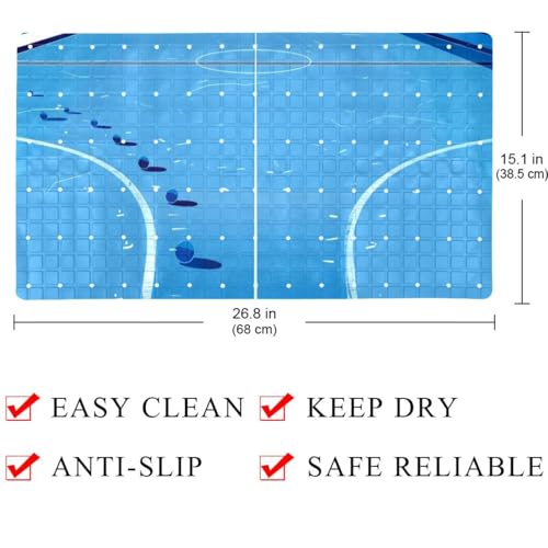 Tapis de bain antidérapant séchage rapide à ventouses bleu