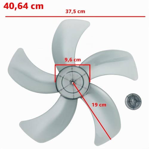 Miniatura 7 de Extrwory 5 Aspas De Ventilador De Plástico De 16 Pulgadas Con Cubierta De Tuerca, Aspas Grandes De Plástico Para Reemplazo De Ventiladores De Pie O De Mesa, Aireadores