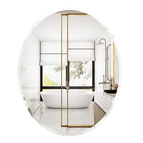 NJYT Espejo baño Oval Mirror Baño Espejo Autoadhesivo Pared Cuarto De Baño Perforado Libre Montado En La Pared Mirado De Maquillaje De Alta Definición Espejos(Size:40 * 60CM,Color:B) Cover