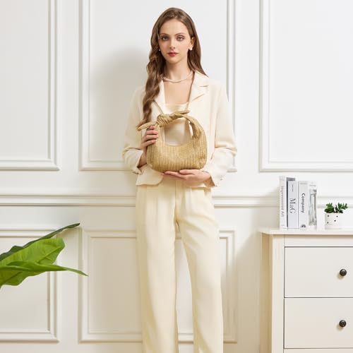 Image of BRYCTSISEN Women Straw Beach Clutch Purse Handbag Summer Elegant Vacation Style Shoulder Bag Crossbody Bag