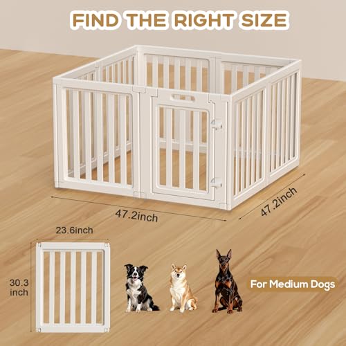 Image of Dog Playpen Indoor,Puppy Playpen,White 30.3 inch H, 8 Panels | Dog Play Pen Indoors with Open View, Tool-Free Setup, Multi-Shape Setup, Dog Pen for Dogs, Cats & Puppies