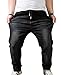 Produktbild YIJOY Herren Übergröße Jeans Hohe Taille Denim Hose Super Elastizität Jeanshosen Schwarz 5XL