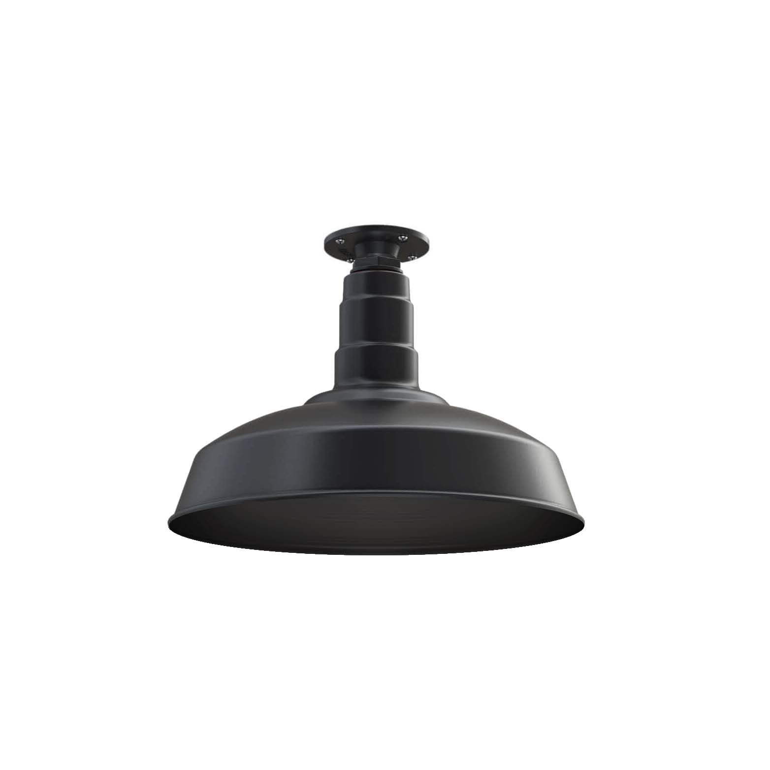 Flush Mount Barn Light Pendant 16" Dome | Garage Workshop | Matte Black