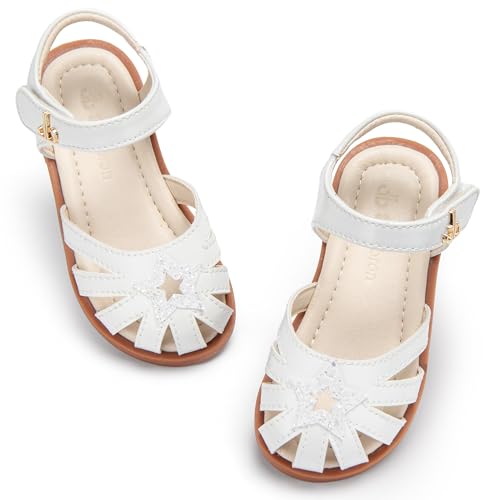 Image of THEE BRON Toddler Girls Closed-Toe Sandals Sweet Retro Cutout Summer Dress Shoes