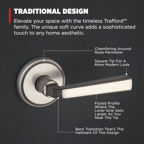 Kwikset Trafford Interior Passage Door Handle, Lever for Closet and Hallway Doors, Reversible Non-Locking Handle Lever, Satin Nickel, with Microban Protection - image 7