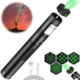 Green Laser Pointer, Green Laser Pointer High Power Rechargeable Strong Long Range Laser Beam Flashlight Laser Light Pointer Pen, Rechargeable Laser Pointer for Presentations Outdoor