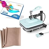 HTVRONT Heat Press Machine for T Shirts + HTVRONT 120 Sheets Sublimation Paper + 3 Pack PTFE Teflon Sheet