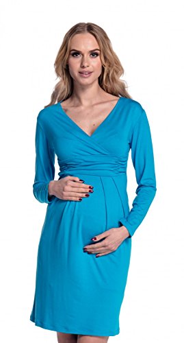 Happy Mama Mujeres Maternidad Enfermería Lápiz Jersey Casual Vestido 285p (Cyan, 36, S)