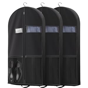 Travel Garment Bag with Zipper Pocket, Suit Bag for Suits, Dresses, Coats
