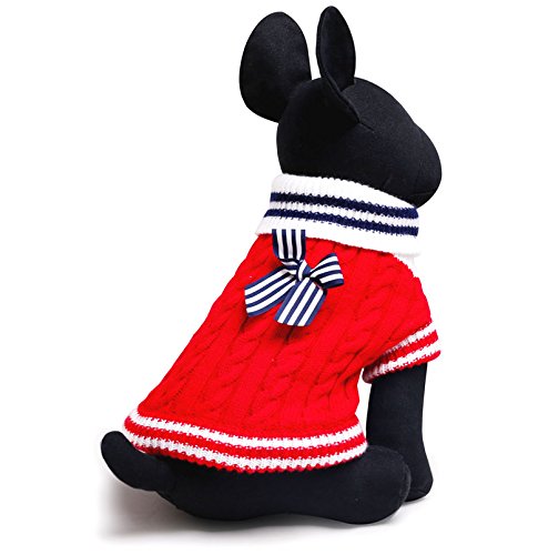 SMALLLEE_Lucky_Store sweter kurtka z dzianiny ciepły zimowy płaszcz dla Chihuahua mały pies kot czerwony XXS