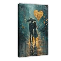 Couple Under Umbrella Poster Canvas Poster Wall Art Decor Print Picture Paintings for Living Room Bedroom Decoration 16x24inch(40x60cm)