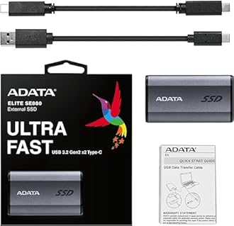 ADATA SSD 1.0TB External SE880 gy U3.2 | USB 3.2 Gen 2x2 Type-C
