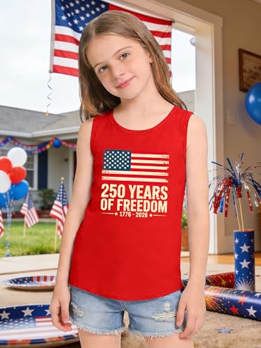 Image of CAZYCHILD Girls American Flag Tank Tops Boys 4th of July Shirts USA Summer Sleeveless Tee Independence Day Outfit 5-14y
