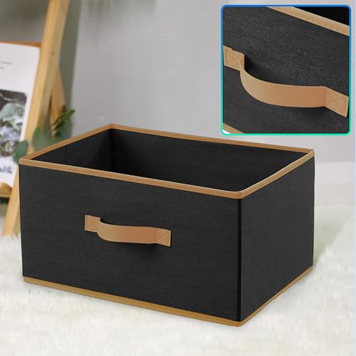 Image of Kuber Industries Foldable Boxes For Storage (Pack of 2) - Multipurpose Storage Organizer For Clothes | Wardrobe | Closet | Toys | Books | Socks - Undergarment Organizer Basket With Handle (Black)