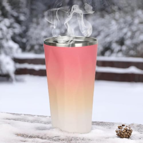 Image of YELONA 600 ml Vacuum Insulated Tumbler with Retractable Straw | Stainless Steel Portable Mug for Hot & Cold Beverages | Leak-Proof, Twist-Off Lid Flask for Coffee, Tea, Juices & More - Gradient Yellow
