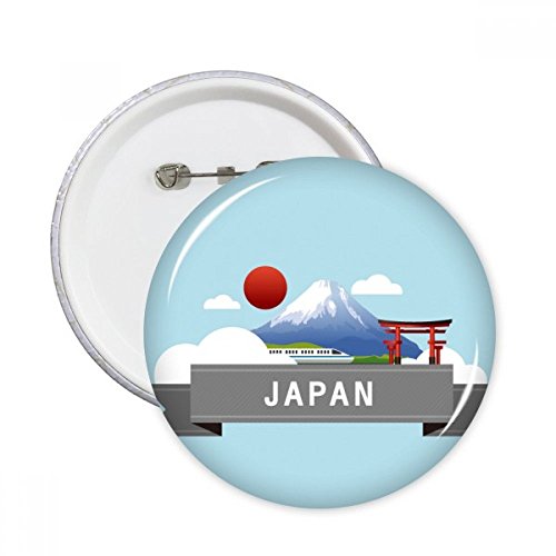 Pins Mont Fuji pour customiser un sac : grand badge rond temple rouge 5pcs