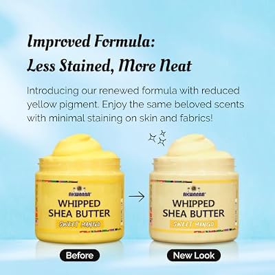 AKWAABA Whipped Shea Butter (Baby Powder) Nourishes & Moisturizes | Made with Shea Butter | No Dyes & Parabens | 12 oz / 340 g