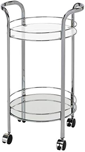 Whi Contemporary Metal & Glass 2-Tier Chrome bar cart