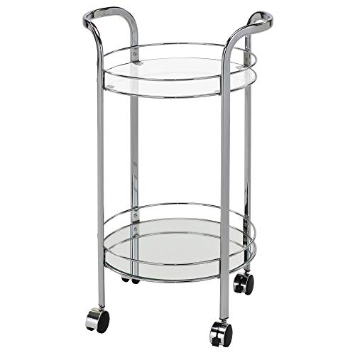 Whi Contemporary Metal & Glass 2-Tier Chrome Bar Cart #TOP25