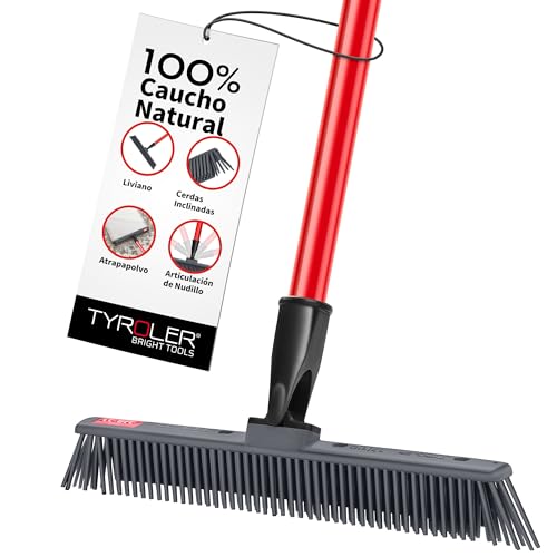Tyroler Escoba Japonesa | Escoba de Goma para Suelo | 30 cm Cabezal de Silicona 100% | 140 cm Mango de Aluminio de 4 Piezas para Escobas para Barrer