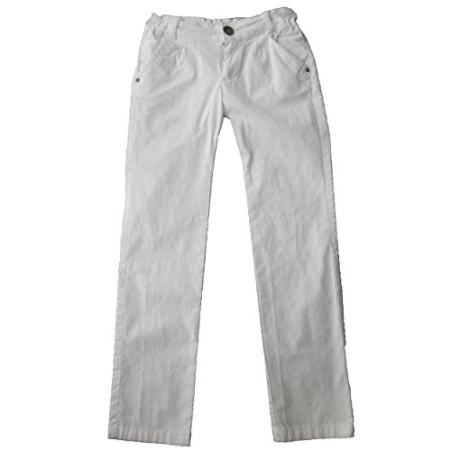 Pantalons fille blanc Losan en coton stretch à taille réglable