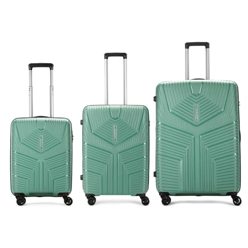 Image of VIP Aristocrat 3 Pc Set Cabin 55 cm (Small),65 cm (Medium),75 cm (Large) 4 Wheels Trolley,Hard Case Lightweight Bag & Combination Lock Suitcase with 3 Years International Warranty (Pista Green)