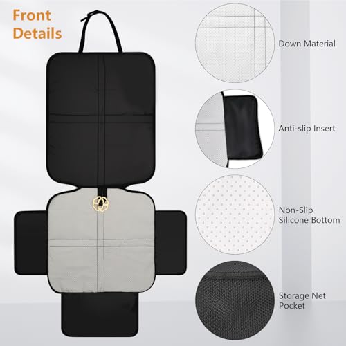 Miniatura 4 de Romon Protector Asiento Coche, 2 Piezas Fundas Para Sillas Impermeable Antideslizante Cubre Car Seat Cover Protector Niño Con 2 Bolsillos Almacenaje Universal Para Bebé Perro Suv Sedán, Negro