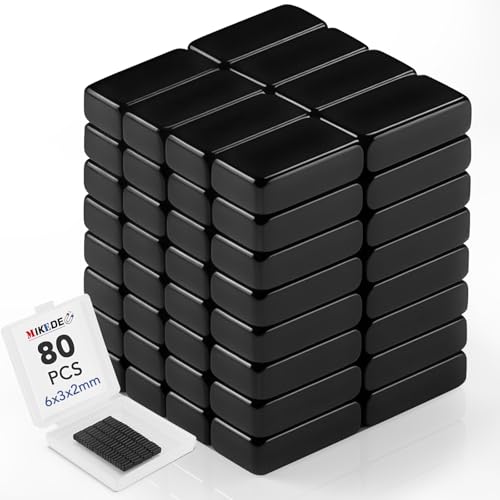 Image of MIKEDE 80 Pcs Small Bar Neodymium Magnets, 6x3x2 mm Rectangular Rare Earth Magnets for Crafts, Heavy Duty for Refrigerator, Tool Storage, Whiteboard, DIY