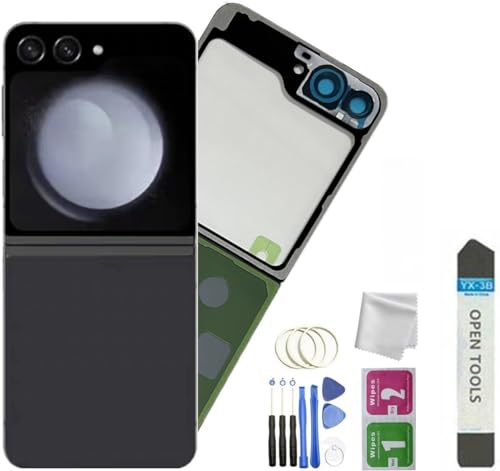 Z Flip 5 Back Glass Replacement for Samsung Galaxy Z Flip 5 Phone Back Cover Glass with Pre-Installed Tape+Toolsd (Graphite)