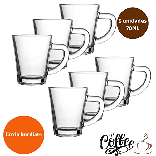 Jogo c/ 6 Xicaras Tulipa de Vidro Transparente p/ Café 70Ml