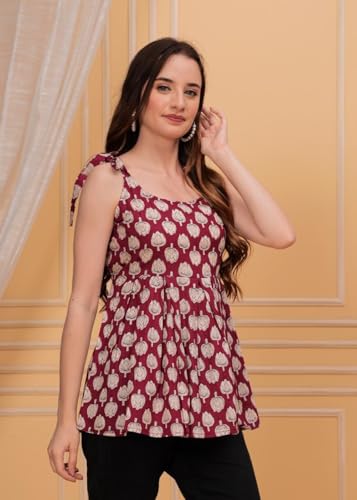 Image of Cotton Womens Short Flared Kurti Top