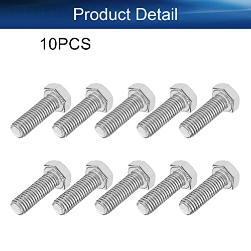 Image of Bettomshin 10Pcs M8 x 25mm Hex Bolts, 304 Stainless Steel 1.25mm Thread Pitch Fully Threaded Metric Hex Head Screw Bolts, Hexagon Screw Bolt, Hex Tap Bolts, Silver (Overall Size 30.45x13x13mm)
