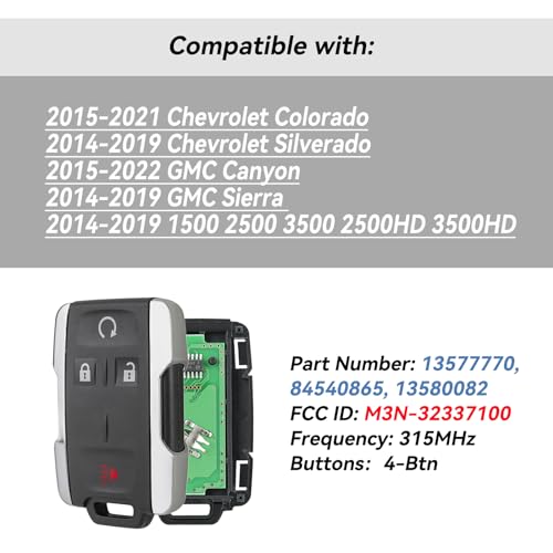 Mando para GMC Sierra y Chevrolet Silverado con cuatro botones de alta respuesta 2