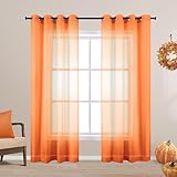 Halloween Curtains for Living Room,Bright Pumpkin Orange Color Sheer Fall...
