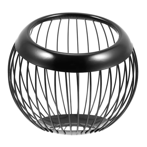 FIXOSHEE Cesta de Almacenaje Redonda de Acero Inoxidable Negra Organizador Multifuncional para Frutas y Aperitivos Diseño Moderno y Seguro para Cocina y Salón