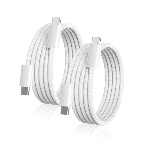 USB C to USB C Cable 2Pack USBC to USBC Cable 6FT 60W Type C Charger C to C Cable Fast Charging Woven Cord for iPhone 17/17 Pro Max/16 Pro Max/15 Plus/15 Pro Max/Samsung S23 Note 20 MacBook Air
