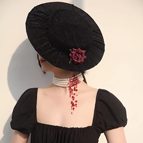 Marie Antoinette Costume Dripping Blood Imitation Pearls Halloween Party Choker Necklace Vampire Party Costume #TOP4