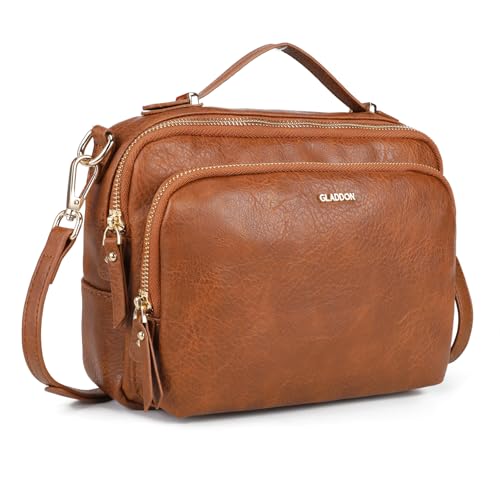 Sac à bandoulière multi-poches en cuir végétalien souple avec poignée supérieure
