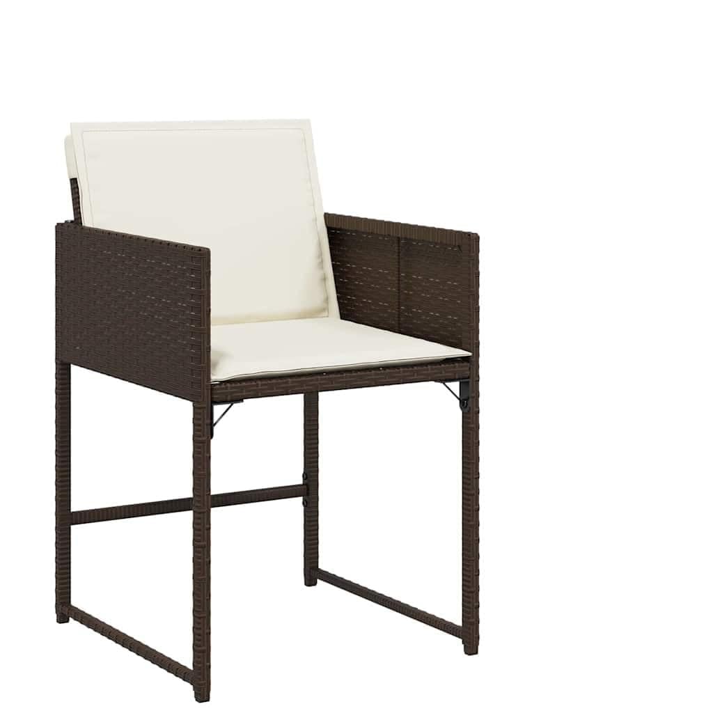 Lot de 4 chaises de jardin en résine tressée marron mobilier extérieur terrasse balcon avec coussin