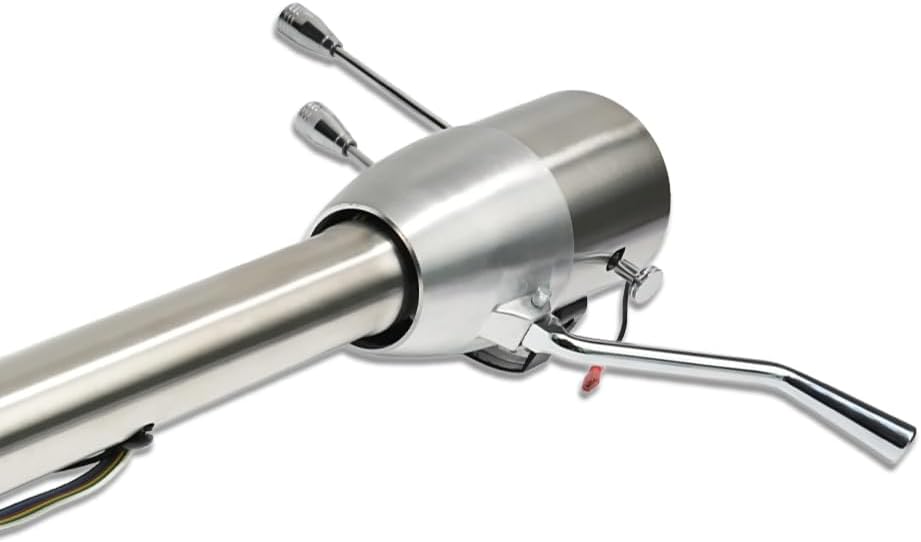 32" Natural Stainless Steering Column Tilt Floor Shift Automatic Transmission with 9 Holes Wheel Adapter No Key Fits GM 1969-1994