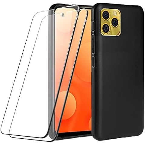 LYJERRY Mobile Phone Case Blackview A95 Soft Black + 2 Pieces HD Glass Cover