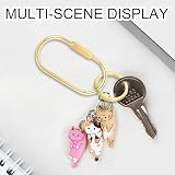 CooBigo 3 Pack Gold Brass Key Ring, Screw Lock Key Organizer with 6 Keyrings, Carabiner Keychain Clip for Car Keys Purse Bag Charms Luggage Tags Accessories