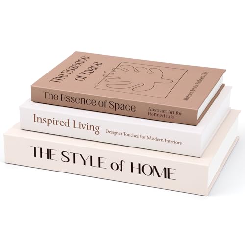 XKDOUS Set of 3 Aesthetic Decorative Books for Home Decor Coffee Table Books Hollow Keepsake Photo...