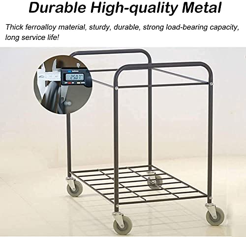 Carrello portabiancheria mobile in acciaio inox con borse rimovibili e 4 ruote, ideale per hotel, lavanderia e uso domestico