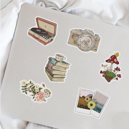 Image of Vintage Aesthetic Stickers 50 Pcs Pack, Scrapbook Vinyl Stickers Waterproof for Laptop Bottle Journal Phone Decals for Teens Girls